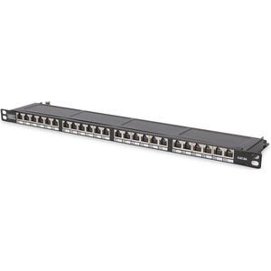 DIGITUS - Patch Panel - 19-inch - Cat-6 - 24-poorts - Afgeschermd - Zwart