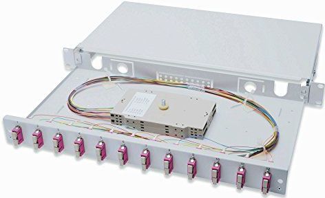 DIGITUS glasvezel lasdoos 12 koppelingen - SC - OM4-1U - 19-inch - multi-mode duplex - met splicecassette - rack-montage