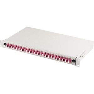 Digitus Glasvezel patchpaneel met 19" 1U accessoires 24x LC dx OM4 adapter uitschuifbaar grijs, Server accessoires, Grijs