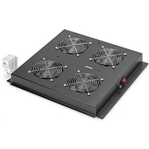 DIGITUS Dakventilator voor NW-kast (dynamic/uniek) & SRV-kast (dynamic) - 4x ventilator - thermostaat - zwart