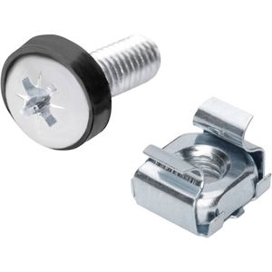 DIGITUS DN-19 SET-S - M6 schroeven & kooimoeren - 50 stuks set - Montageschroeven voor serverkast, AV rack, 19 inch / 10 inch netwerkkast - Montageset - Zilver