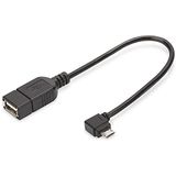 DIGITUS USB 2.0 adapterkabel - 0,15 m - USB Micro B (M) naar USB A (F) - 480 Mbps - USB-adapter - Zwart