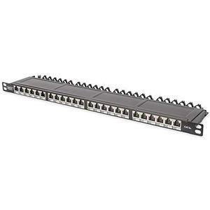 DIGITUS Patch Panel - 19-inch - Cat-6A - 24-poorts RJ45 - afgeschermd - LSA-patchveld - Rack-Mount 0,5U - Zwart