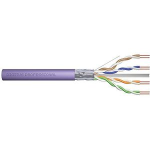 DIGITUS 100 m Cat 6 Netwerkkabel - F-UTP Simplex - BauPVO Eca - LSZH Halogeenvrij - 250 MHz koper AWG 23/1 - PoE+ Compatible - LAN-kabel Installatiekabel Ethernetkabel - Paars