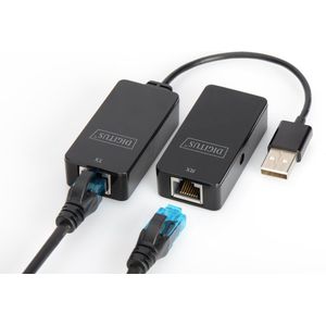 DIGITUS USB Extender bereik 50 m USB 2.0 netwerkkabel UTP, STP & S-FTP Cat-5 plug & play zwart