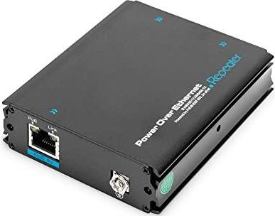 Digitus 1-Port zu 2-Port Fast Ethernet PoE+ Repeater, 802.3 af/at, Schnelles Ethernet, 10,100 Mbit/s, IEEE 802.3, IEEE 802.3af, IEEE 802.3at, IEEE 802.3u, Schwarz, 300 m, China