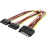 DIGITUS Interne SATA-stroomkabel - SATA 15-pins male naar 2x SATA 15-pins female - Y-kabel - 0,3m - geschikt voor SSD's, harde schijven of optische drives