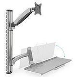 DIGITUS DA-90354 – Steh-, Sitz-Arbeitsplatz – Monitor-Halterung mit Tastaturablage – Wandmontage – 2x Gasdruck-Feder – 1 Monitor – Bis 27 Zoll – VESA 75x75, 100x100 – Silber