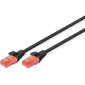 DIGITUS Cat 6 U-UTP patchkabel, 0,5 m, netwerkkabel DSL Ethernet, LSZH, koper, AWG 26/7, zwart