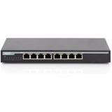 Digitus - 8-Port PoE Switch - Zwart - Metalen Behuizing - 135W PoE-vermogen