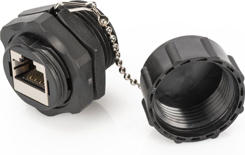 DIGITUS - Industriekoppeling - Cat-6 - Afgeschermd - 2x RJ45 Aansluiting - IP67 - Zwart