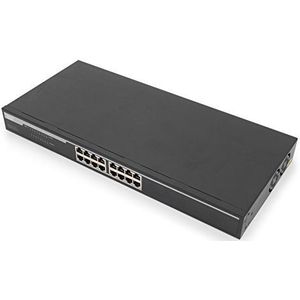 DIGITUS Gigabit Ethernet Network Switch - 19 Inch - 16 Ports - Auto MDI/MDI-X - Half/Full Duplex - Zwart