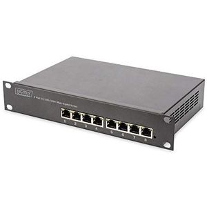 DIGITUS Gigabit Ethernet Netwerk Switch - 10 Inch - 8 Poorten - Unmanaged - Backplane 16 Gbps - Auto MDI/MDI-X - Zwart