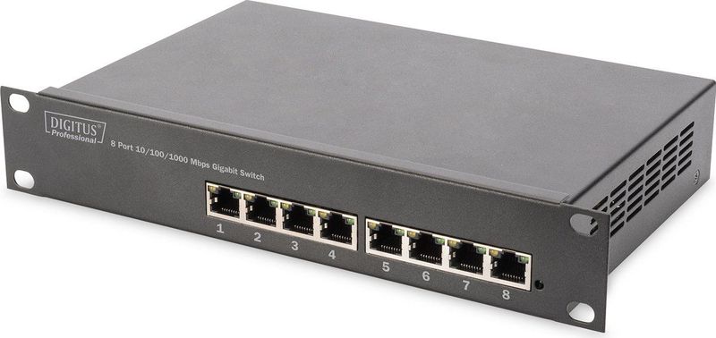 DIGITUS - Gigabit Ethernet Netwerk-Switch - Zwart - 8 Poorten - Unmanaged - Backplane 16 Gbps