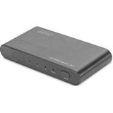 DIGITUS 4K HDMI Switch, 3 x 1 (3 ingangen en 1 uitgang), Ultra HD met 60Hz, Full 3D, HDCP 2.2, HDMI 2.0, aluminium behuizing zwart