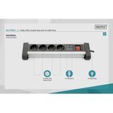 Digitus - Stekkerdoos - 6x USB-A - 1.50m - Zwart - Aluminium