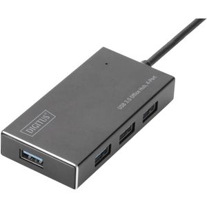 Digitus DA-70240-1 USB 3.2 Hub - 4 Poorten - Metalen Behuizing - Zwart
