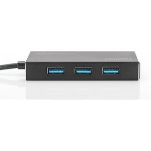 Digitus DA-70240-1 USB 3.2 Hub - 4 Poorten - Metalen Behuizing - Zwart