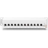 DIGITUS - Cat-6 Patchpaneel - Grijs - 12 Poorten - 10-inch Rack-mount 1HE - Afgeschermd