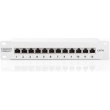 DIGITUS - Cat-6 Patchpaneel - Grijs - 12 Poorten - 10-inch Rack-mount 1HE - Afgeschermd
