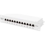 DIGITUS - Cat-6 Patchpaneel - Grijs - 12 Poorten - 10-inch Rack-mount 1HE - Afgeschermd