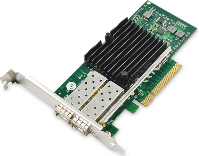 Digitus - SFP 2 Poort 10G - Netwerkkaart - Zilver - Intel JL82599ES Chipset, Ondersteunt 802.1Q VLAN tagging
