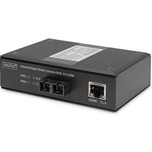 DIGITUS DIN-rail mediaconverter - multimode - Gbit Ethernet - RJ45 / SC - 850nm golflengte - tot 0,5km - zwart