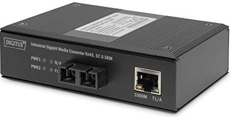 DIGITUS DIN-rail mediaconverter - multimode - Gbit Ethernet - RJ45 / SC - 850nm golflengte - tot 0,5km - zwart