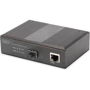 Digitus - Media Converter - Zwart - PoE Gigabit 10/100/1000Base-TX naar 1000Base-X, Bereik tot 80 km