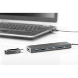 DIGITUS - USB-Hub - 7 USB-A-Poorten - Aluminium - Zwart