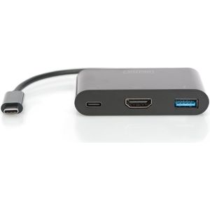 Digitus DA-70855 HDMI / USB Adapter [1x USB-C Stekker - 1x HDMI-bu - USB 3.2 Gen 1 Bus A (USB 3.0