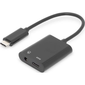DIGITUS USB Type-C verdeelkabel, type C - 3,5 mm + type C St/Bu/0,2 m, Gen2, 5 A, 10 GB, 3.1, CE, sw