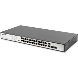 Digitus - 24-poorts Fast Ethernet PoE Schakelaar - Zwart - Netwerkschakelaar