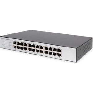 DIGITUS - 24-poorts - Netwerkschakelaar - Grijs - Unmanaged
