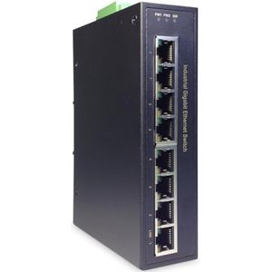 DIGITUS Netwerkschakelaar met 8 poorten, DIN-rail of wandmontage, RJ45 Gigabit Ethernet-stopcontacten, DIN-rail, 1 Gbit/s
