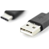 Digitus - USB C - USB A Gegevenskabel - 1 m - Zwart - USB 2.0