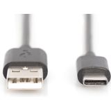 Digitus - USB C - USB A Gegevenskabel - 1 m - Zwart - USB 2.0