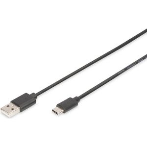 Digitus - USB C - USB A Gegevenskabel - 1 m - Zwart - USB 2.0