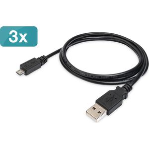 Digitus AK-870900-010-S USB-kabel 1 m USB 2.0 USB A Micro-USB B Zwart