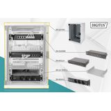 DIGITUS 10-inch Set - Netwerkkast 9 U - Grijs - Plank - Contactdoosstrip - Patchpaneel - Gigabit Switch