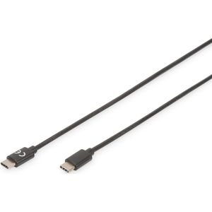 DIGITUS USB 2.0-3.0m aansluitkabel USB C (St) naar USB C (St) 480 Mbit/s type C kabel zwart