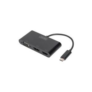 Digitus USB-C™ 3in1 Triple Monitor Adapter (HDMI, DP, VGA), 0 - 45 °C, 84 mm, 42 mm, 14 mm, 43 g, 160 mm