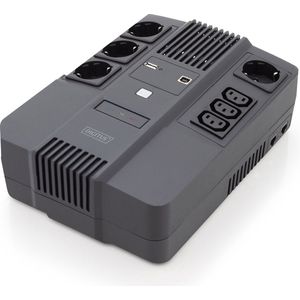 DIGITUS All-in-One Line-Interactive VI UPS - 800VA / 480W - AVR - 4 geaarde stopcontacten - 3x C13 - Shutdown software