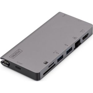 Digitus DA-70877 notebook dock & poortreplicator Bedraad USB 3.2 Gen 1 (3.1 Gen 1) Type-C Grijs