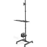 DIGITUS - Verrijdbaar Werkstation - Zwart - Flexibele Hoogteverstelling - Voor 1 Monitor