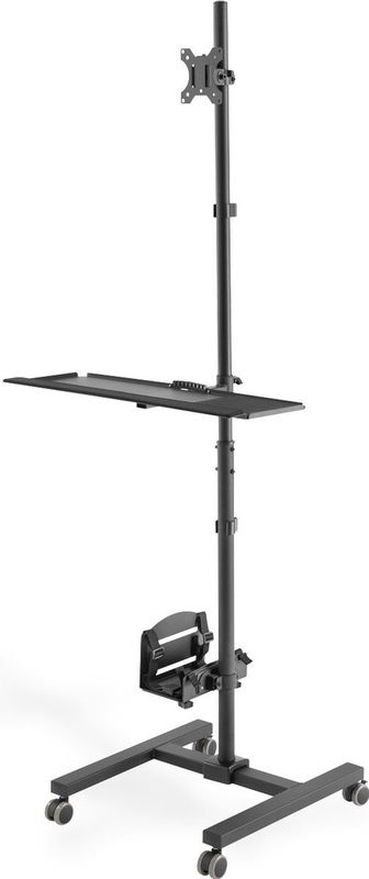 DIGITUS - Verrijdbaar Werkstation - Zwart - Flexibele Hoogteverstelling - Voor 1 Monitor