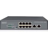 Digitus - 8-poorts Fast Ethernet PoE Schakelaar - Grijs - 10 Havens