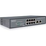 Digitus - 8-poorts Fast Ethernet PoE Schakelaar - Grijs - 10 Havens
