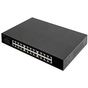 DIGITUS 24-poorts Gigabit netwerkswitch - onbeheerd - ventilatorloos - VLAN modus - DIP switch - 10/100/1000 Mbps - incl. 19"" montagebeugels - zwart