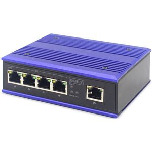 Digitus Industriële 5-poorts Gigabit schakelaar (5 Havens), Netwerkschakelaar, Blauw